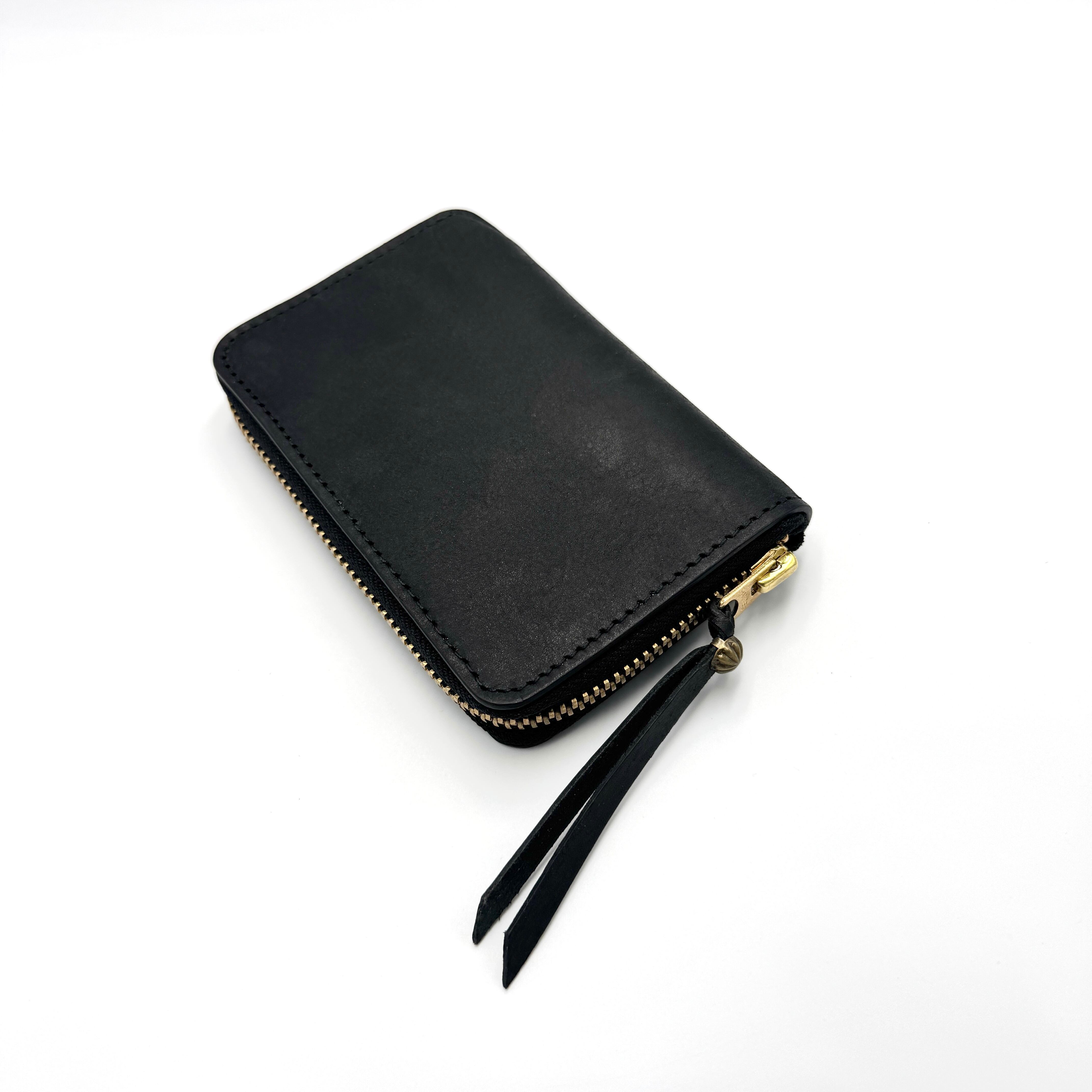 YONZY Factory RZハーフウォレット 牛革スクラッチレザー ブラックYZRZHW