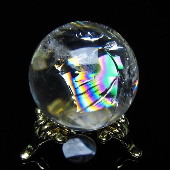 アイリスクォーツ 水晶 丸玉 虹入り 26mm スフィア 置物 水晶玉 一点物 141-7070