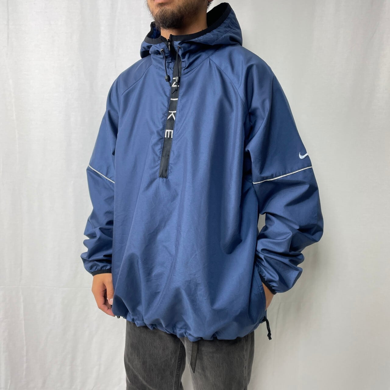 90〜00年代 NIKE ナイキ ハーフジップ アノラックパーカー メンズ2XL 古着 90s 00s ビンテージ ヴィンテージ Y2K  ナイロンプルオーバー ネイビー 紺色 ビッグサイズ 大きいサイズ 【ナイロンジャケット】 | cave 古着屋【公式】古着通販サイト