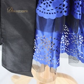 ドレス ワンピース パーティドレス 結婚式 謝恩会 フォーマルドレス 演奏会 発表会 ASHILL アシール ステージ衣装 カラオケ 社交ダンス ピアノ 二次会 ブルー系 ブラック系 チュールスカート コサージュ付き 大きく広がる 伸縮性有り ポリエステル製 フェミニン シンプル エレガント ドレッシー おしゃれ お出かけ イベント コスチューム