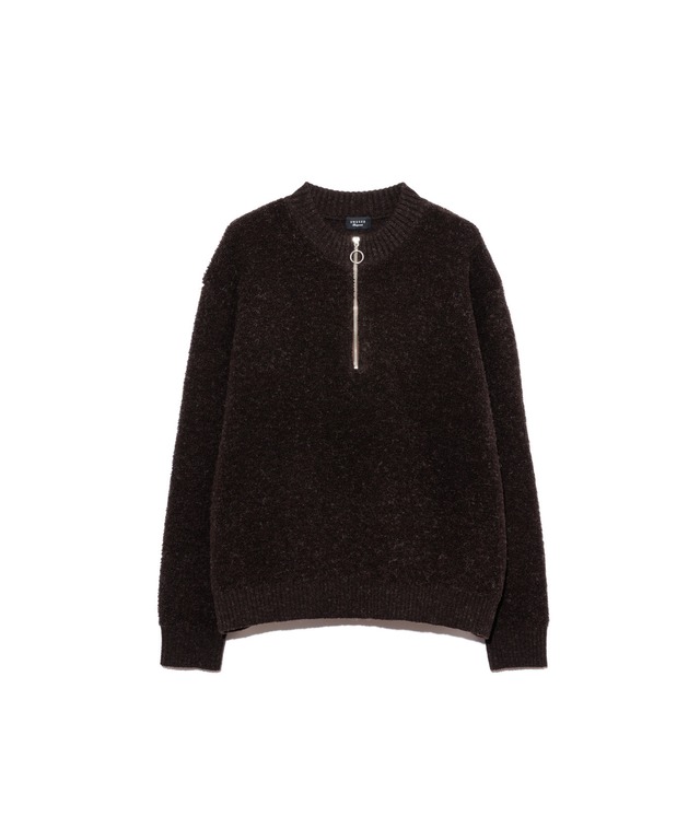 UNUSED / US2568 ZIP PULLOVER KNIT(DARK BROWN)