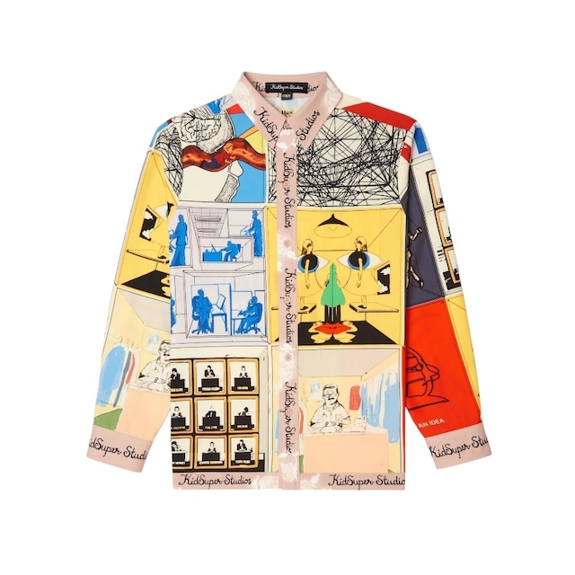 【KIDSUPER STUDIOS】PRINTED SATIN SHIRT(MULTI)