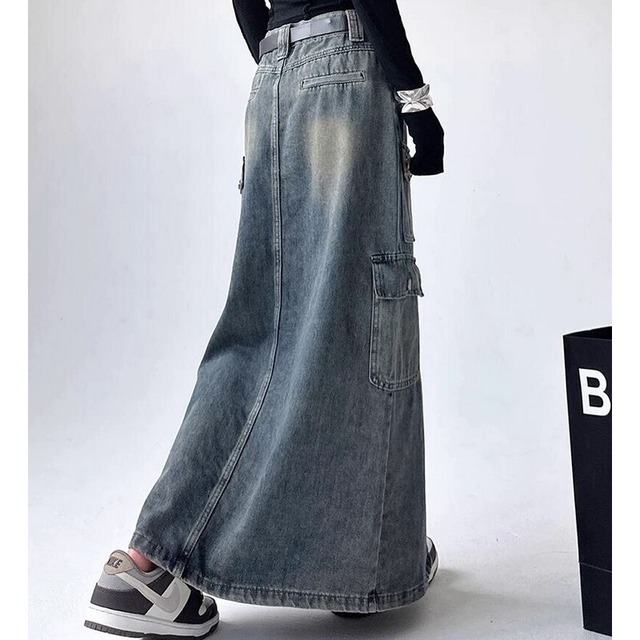 デニムロングスカート B0179