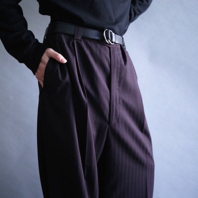2-tuck straight silhouette violet stripe pattern super wide pants