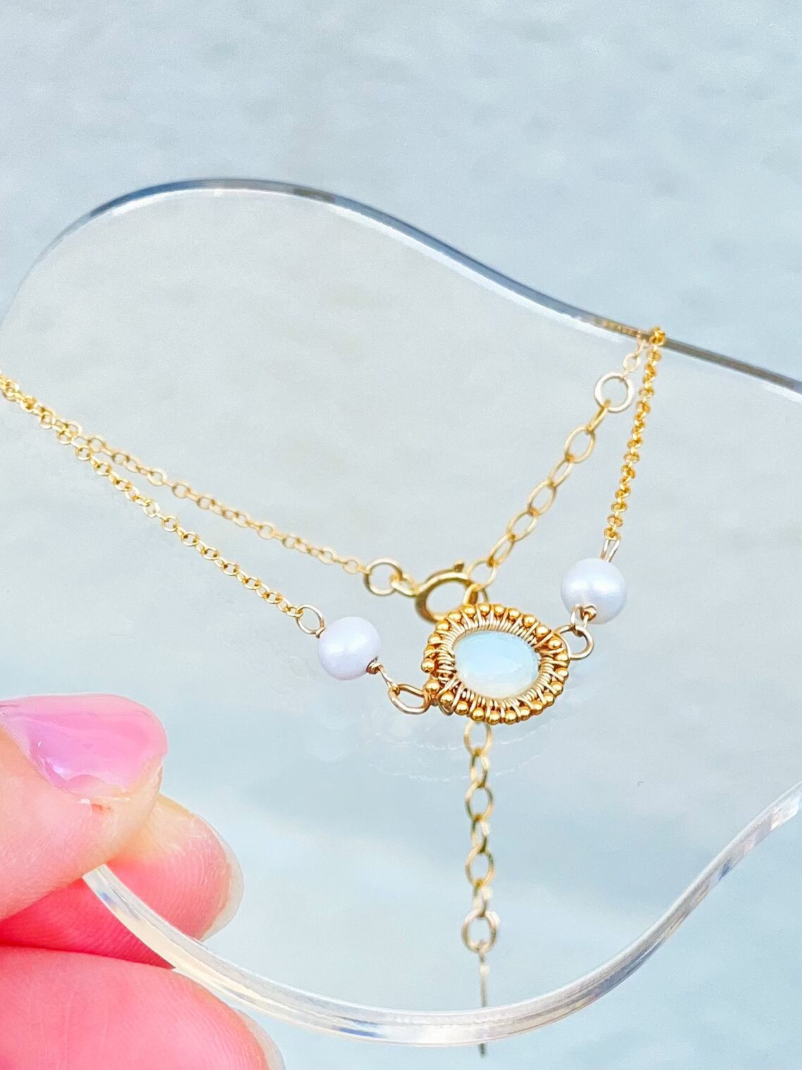 極上エチオピア産プレシャスオパール 14kgfブレスレット 美遊色 エチオピア産オパール ブレスレット アジャスター付き 5×3mm 20