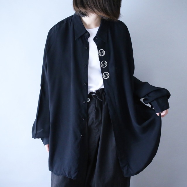 "刺繍" 3-circle art design fly-front minimal mode shirt
