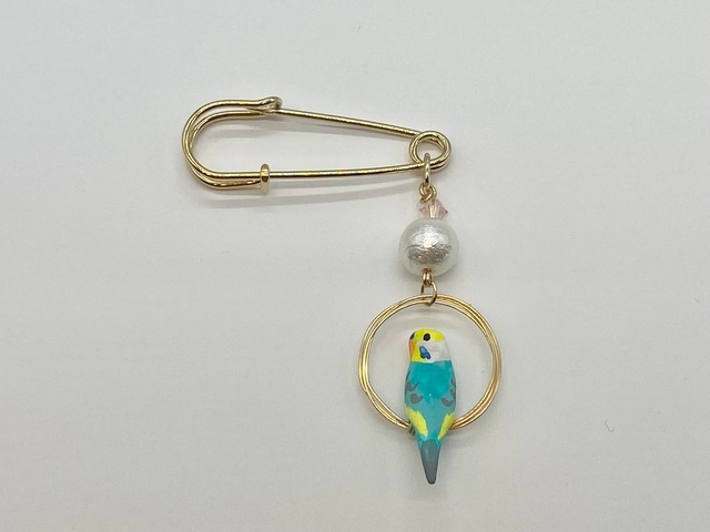 セキセイインコ（レインボー）ブローチ
