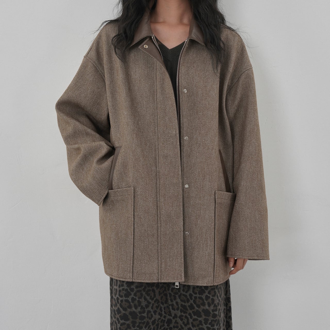 ボックスシルエットコントラストカラージャケット JK3475