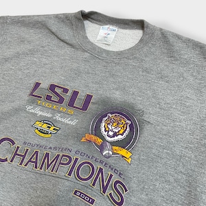 【JERZEES】LSU カレッジロゴ ルイジアナ州立大学 タイガース Tigers プリント ロゴ スウェット トレーナー フットボール 2001 LARGE US古着