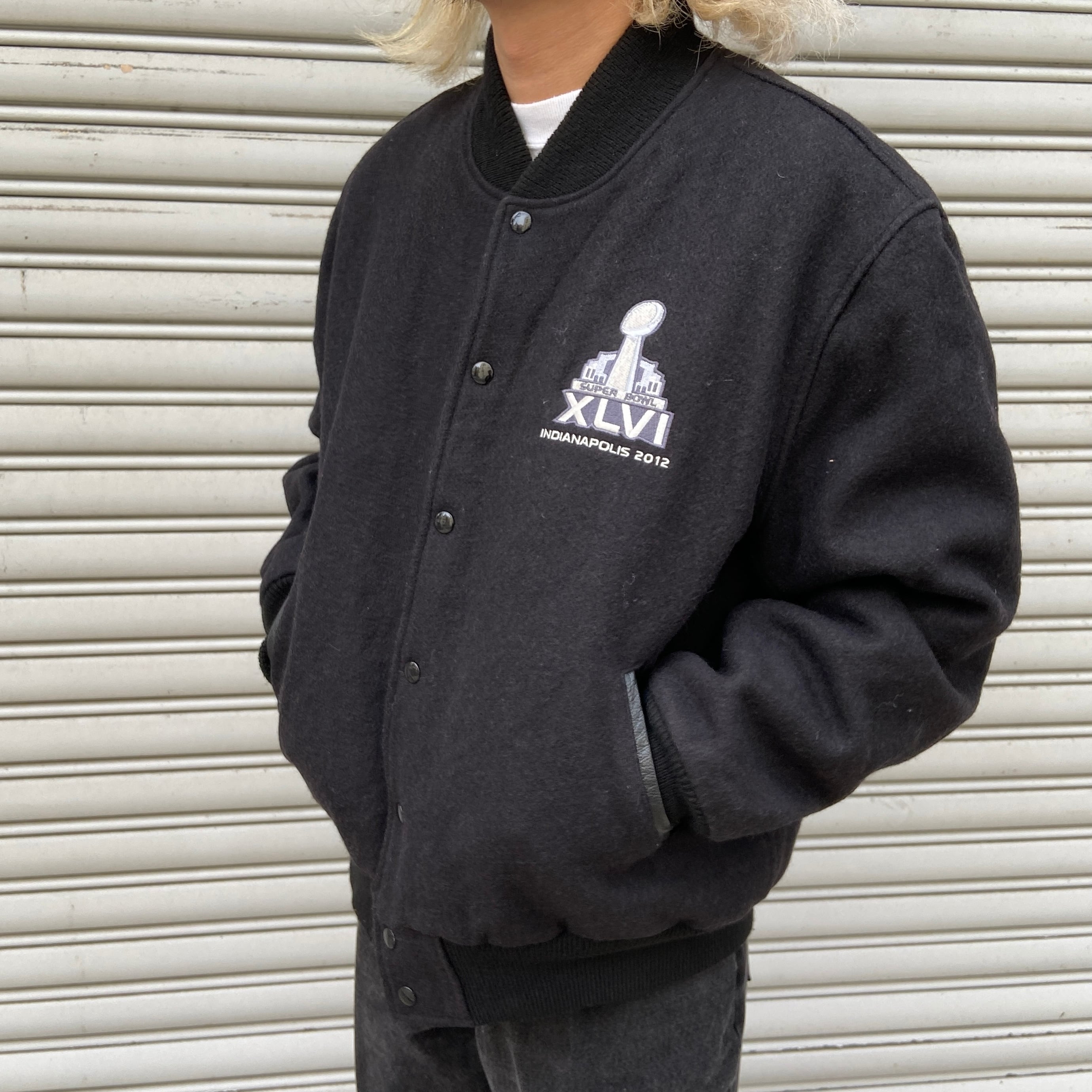 NFL / スタジャン/M/ウール/NVY リーボック NFLスーパーボウル インディアナポリス ウールスタジャン