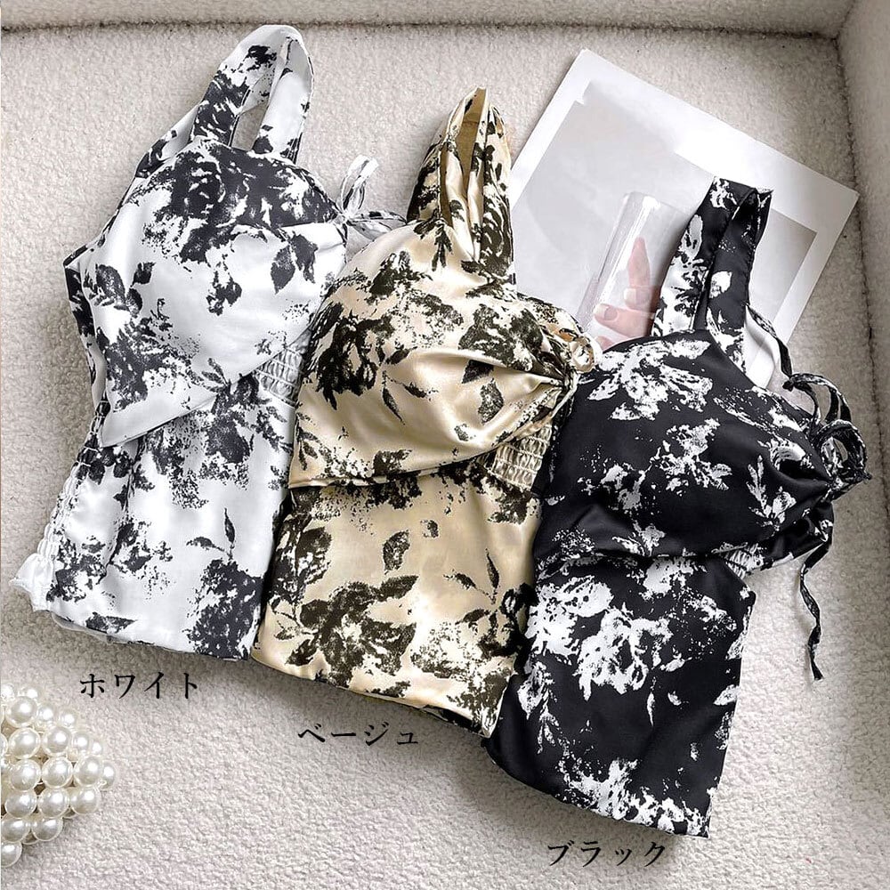 タイダイ柄 キャミソール レディース カップ付き 韓国 インナー トップス おしゃれ 大人 かわいい ショート丈 へそ出し カジュアル 水墨柄 大人可愛い 大人女子