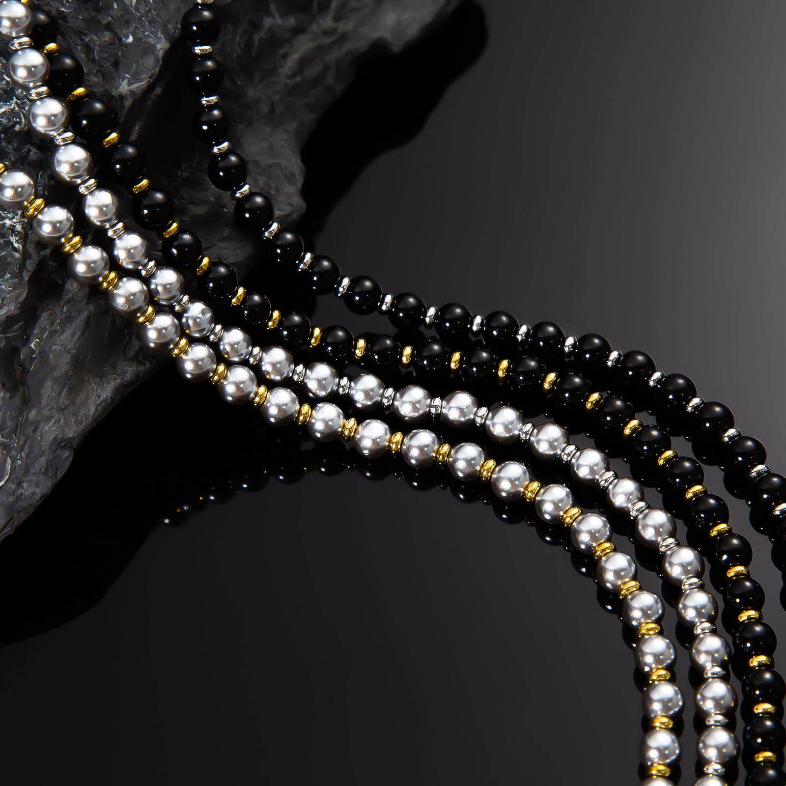 BLACK PEARLS ミックスカラー　LUCY ブラックパールズ 316L Black shell pearl necklace【6mm】 | ✯Lucliss Jewelry✯