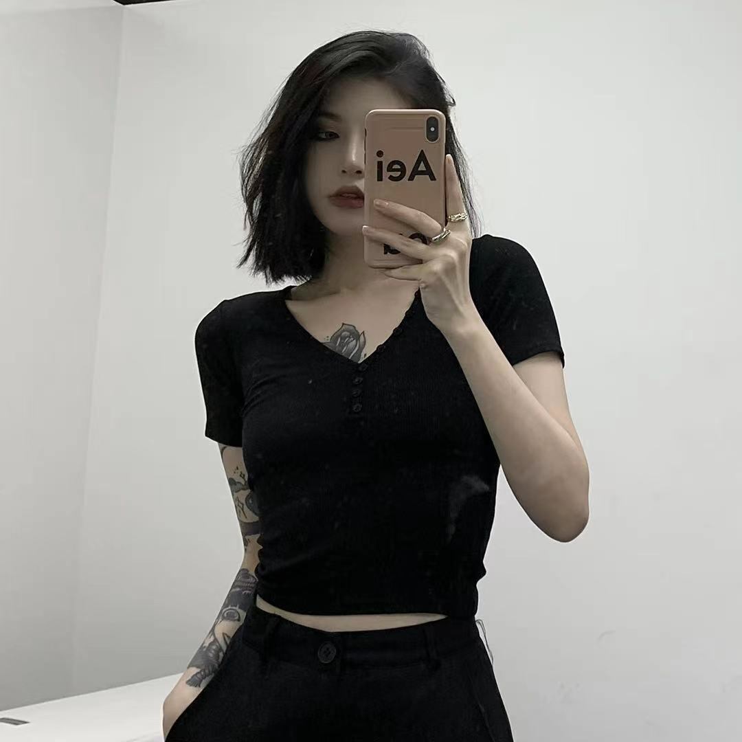 Tシャツ レディースショートサマースリムVネック 夏物 ケッペル69232064825