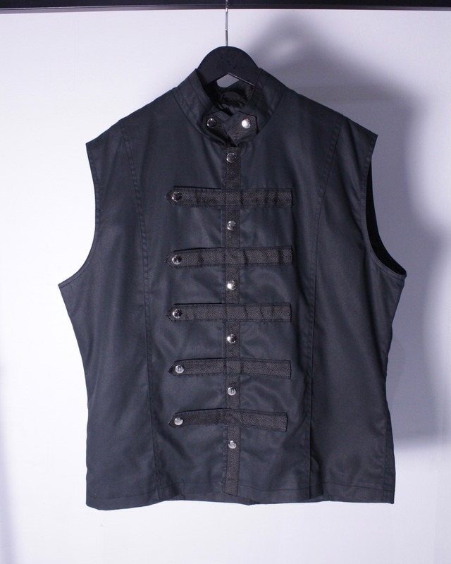【Caka BLACK】Nylon Tape × Snap Design Vintage Loose Vest