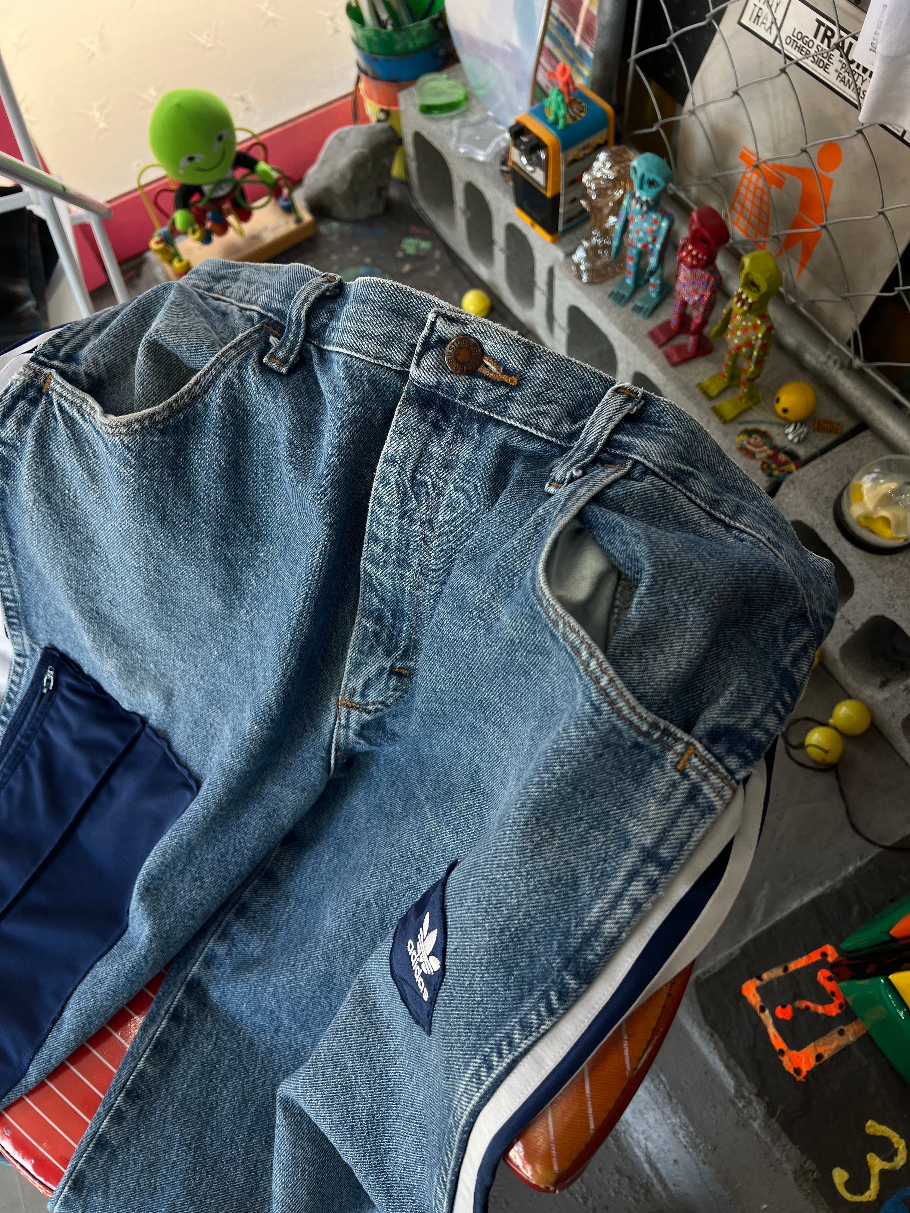 remake adidas line denim pants | 360