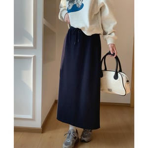 knit drawstring long skirt