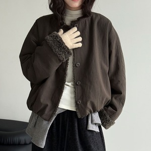 collarless boa coat　J00273