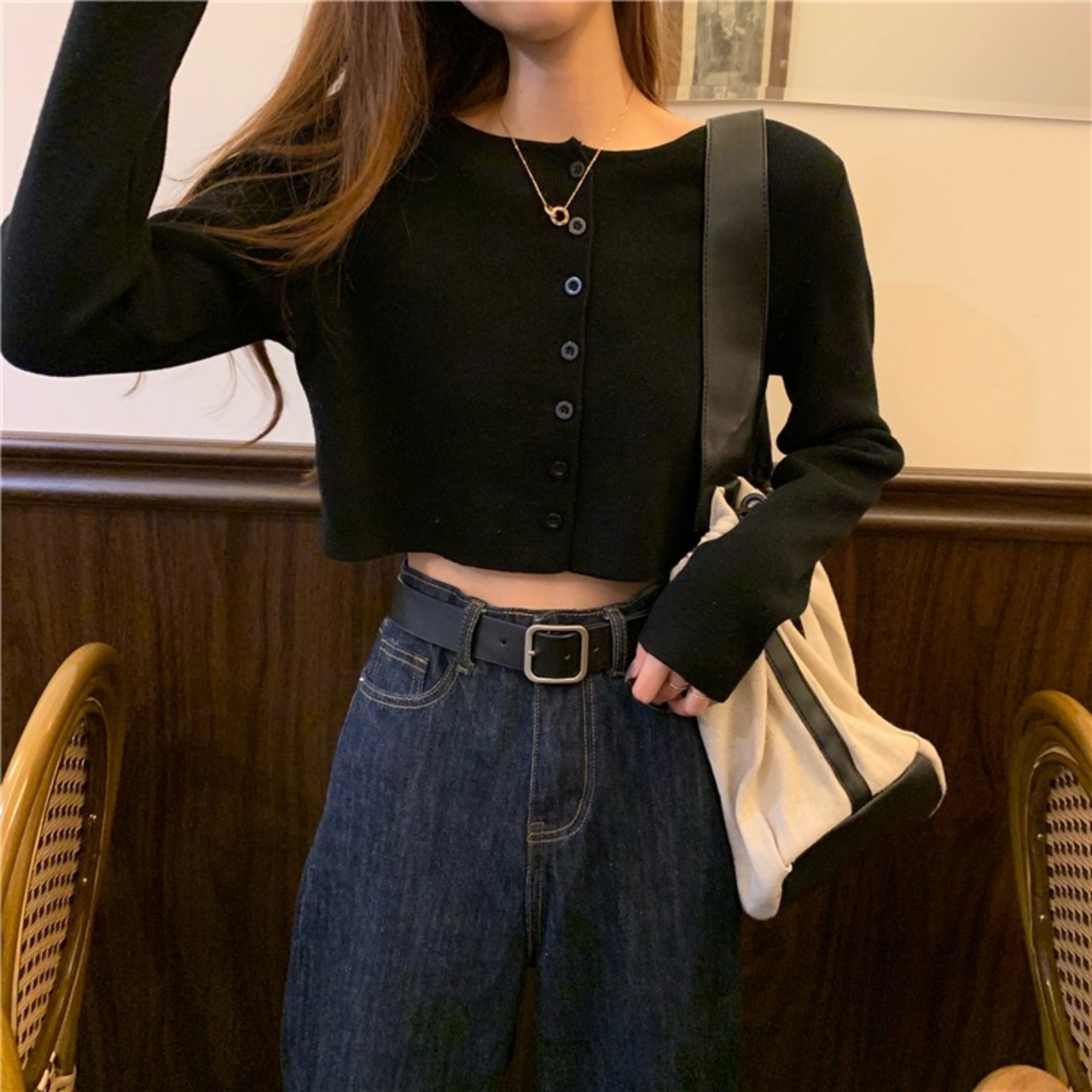 Long-Sleeve Cropped Cardigan