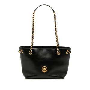 ヴェルサーチェ メデューサ チェーン ショルダーバッグ ブラック レザー レディース VERSACE 【中古】
