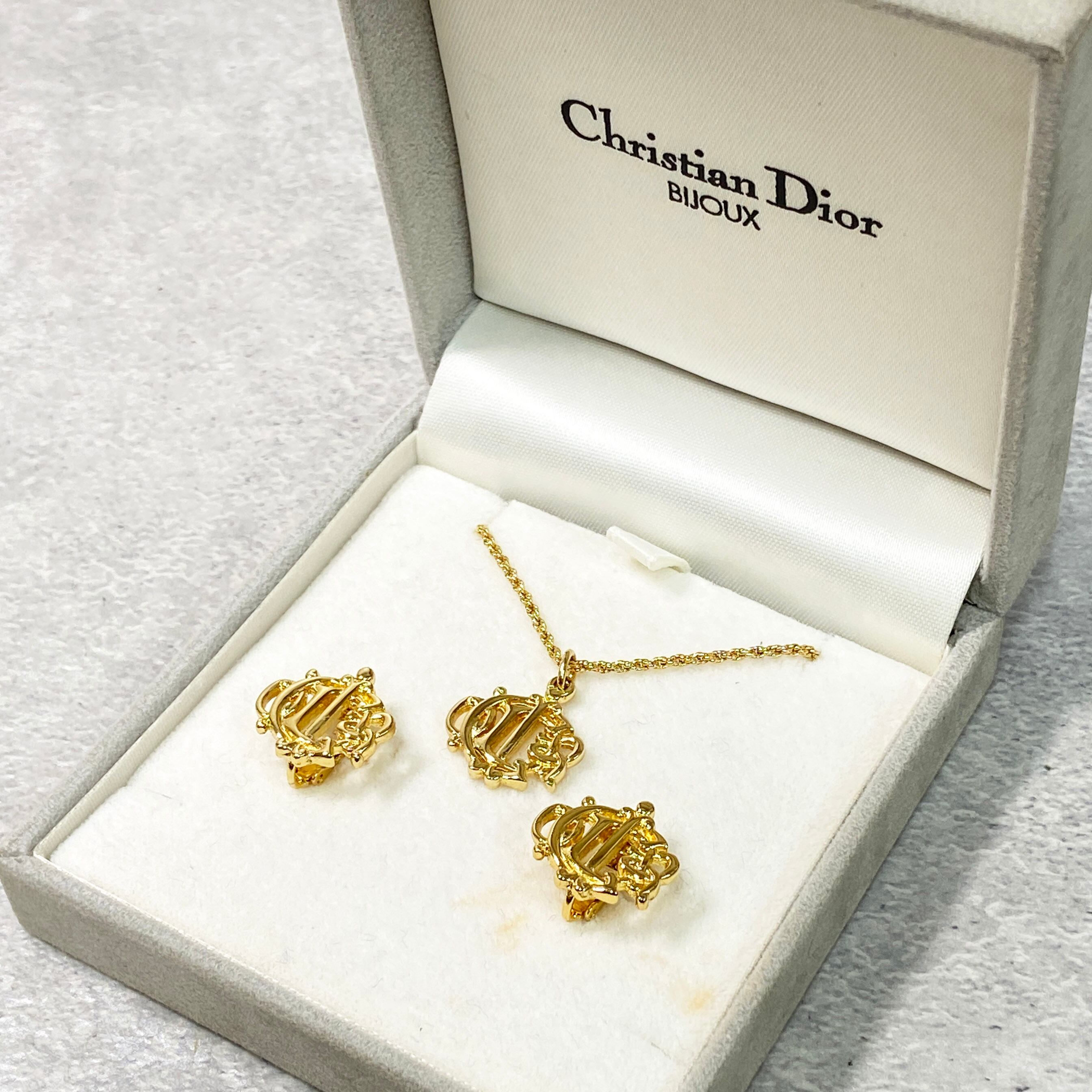 Christian Dior ディオール ネックレス×イヤリングセット ゴールド ...