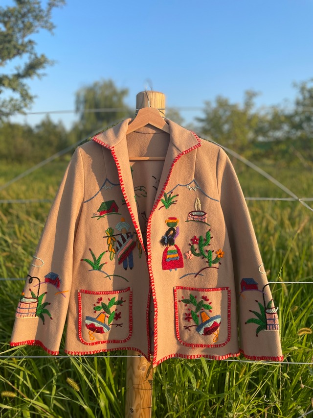 Vintage Mexican RosyBrown Jacket  / ヴィンテージ メキシカン ウール ジャケット 刺繍