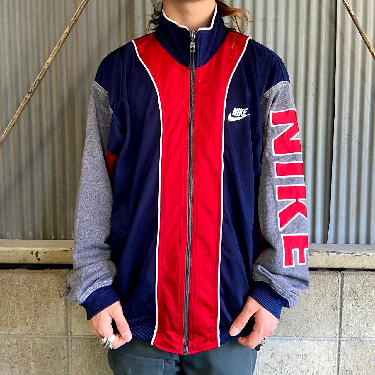90年代 NIKE ナイキ スウォッシュロゴ刺繍 袖ビッグロゴ トラック 