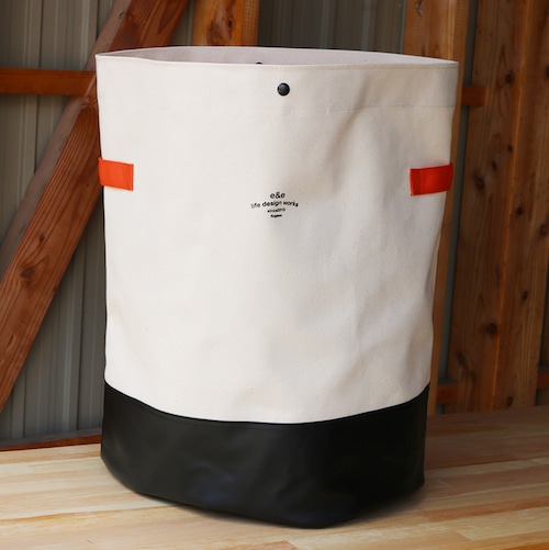 CANVAS STORAGE BAG (white×black / orenge tape)