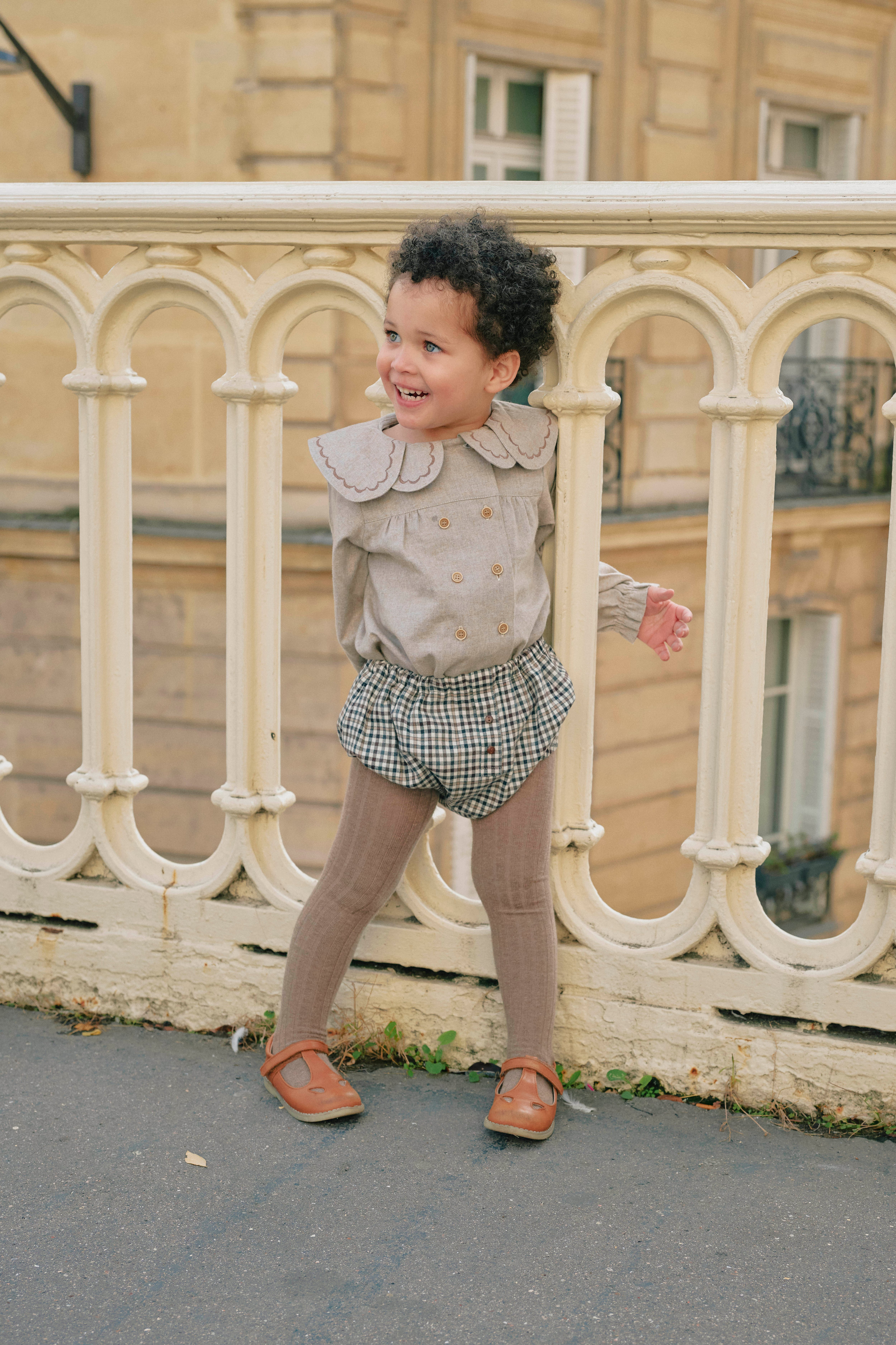 【予約/送料無料】Bloomer CHAILLOT - gingham beige&gray / Maison Marelle