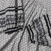 UNIQLO × ANNA SUI ユニクロ アナスイ フローラル 総柄 スキッパー 長袖 ワンピース M/ブラック×ホワイト ゆったりめ レディース