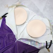 社交ダンス 衣装 ラテン ドレス ワンピース パーティドレス in the MOOD イン・ザ・ムード 白 紫 ホワイト系 パープル系 カラフル キラキラ ホログラム アシンメトリーデザイン 女性用 軽量 おしゃれ フェスティバル 舞台衣装 ダンス用 ドレッシー かわいい 高品質 中袖 着やすい シンプル 楽チン 目を引く クール スタイリッシュ