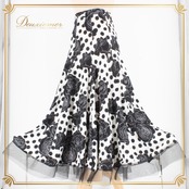 社交ダンス 衣装 スタンダード スカート レッスンウェア 水玉 黒 白 Leirena レイリーナ ホワイト系 ブラック系 花柄 バラ ドット 薔薇 レトロ おしゃれ フレアスカート お揃い かわいい カジュアル ダンス用スカート フォーマル 結婚式 パーティー お茶会 伸縮性 レディース 体型カバー シンプル ブラックドット ホワイトドット ミディ丈 薔薇柄 服飾 衣装用スカート