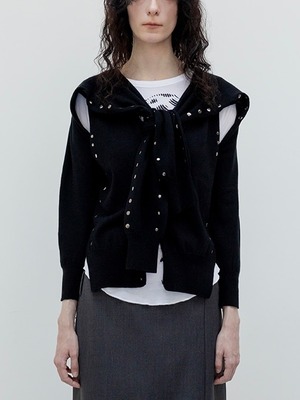 【26AW | WOMEN】OPEN YY オープン ワイワイ/ カーディガン / STUD SLEEVE LAYERED CARDIGAN  YY263KT003