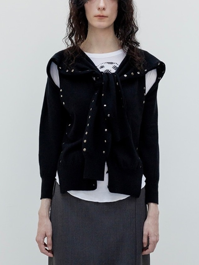【26AW】OPEN YY オープン ワイワイ/ カーディガン / STUD SLEEVE LAYERED CARDIGAN
