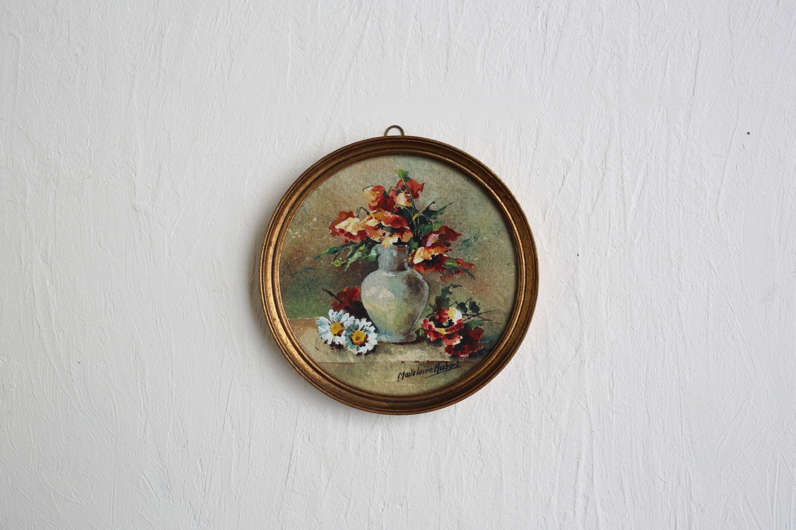 フランス アンティーク ヴィンテージ 額絵 木製 N-04131