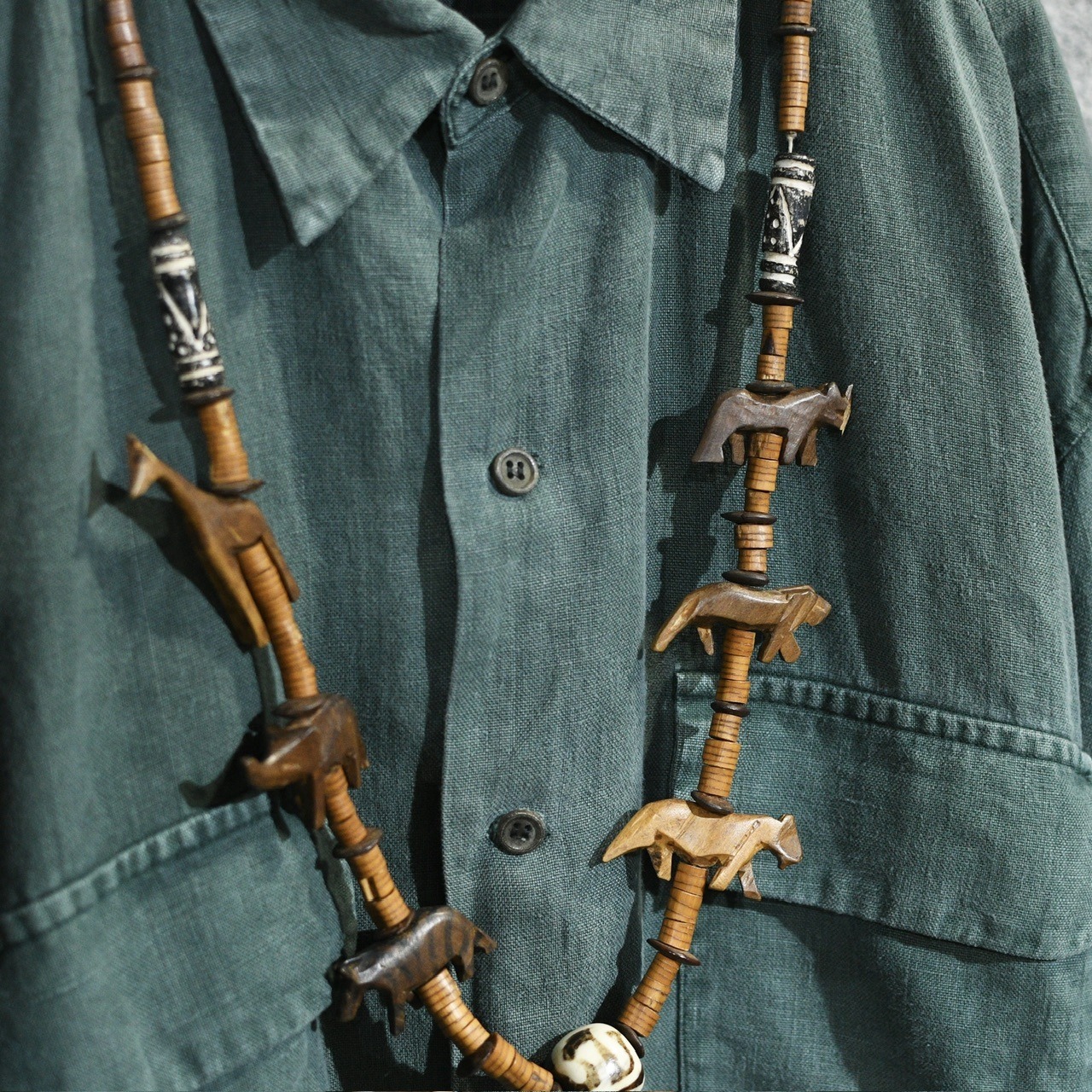 animal wood necklace
