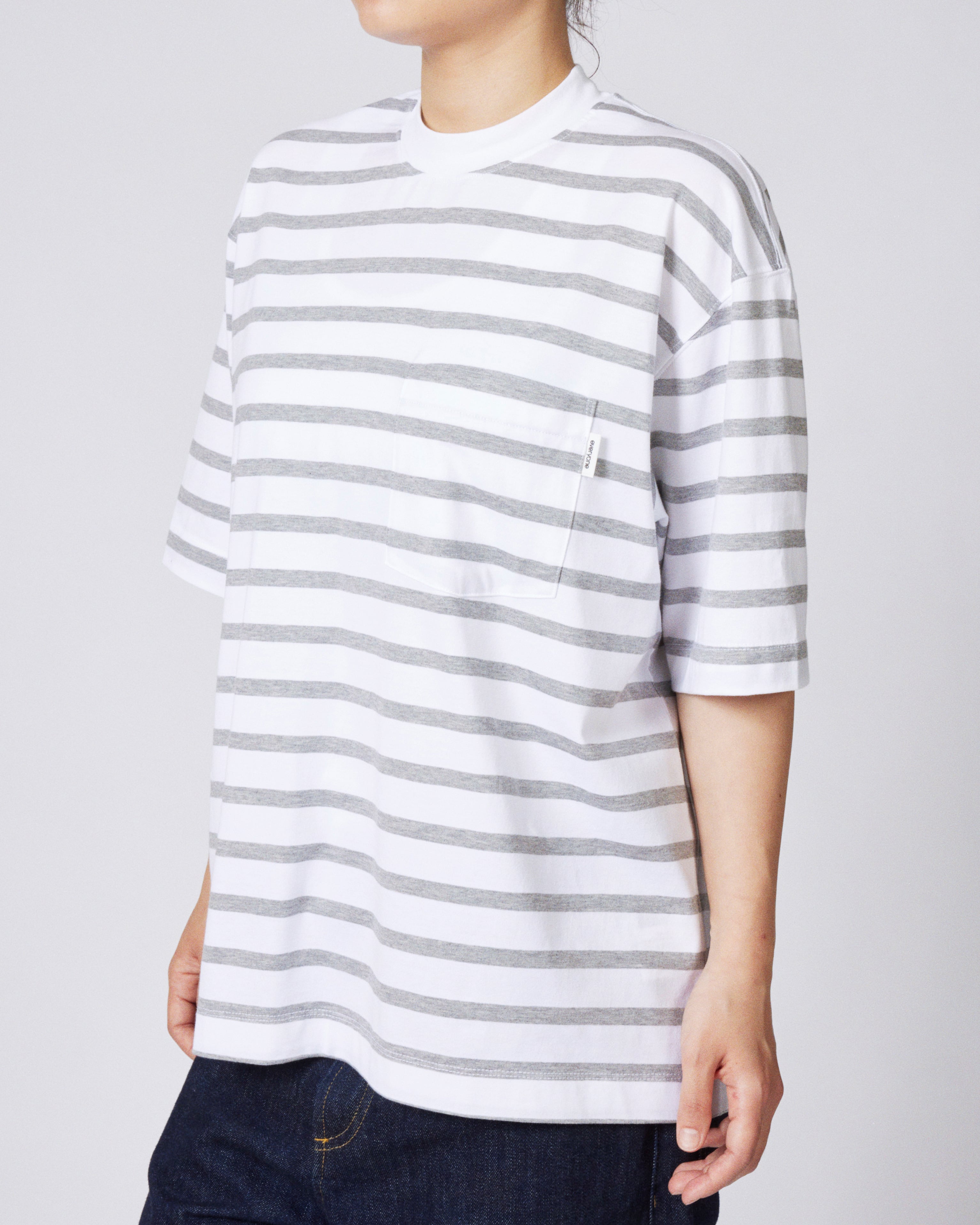 everyone high-gauge cotton border short sleeve tee shirt (WHITE