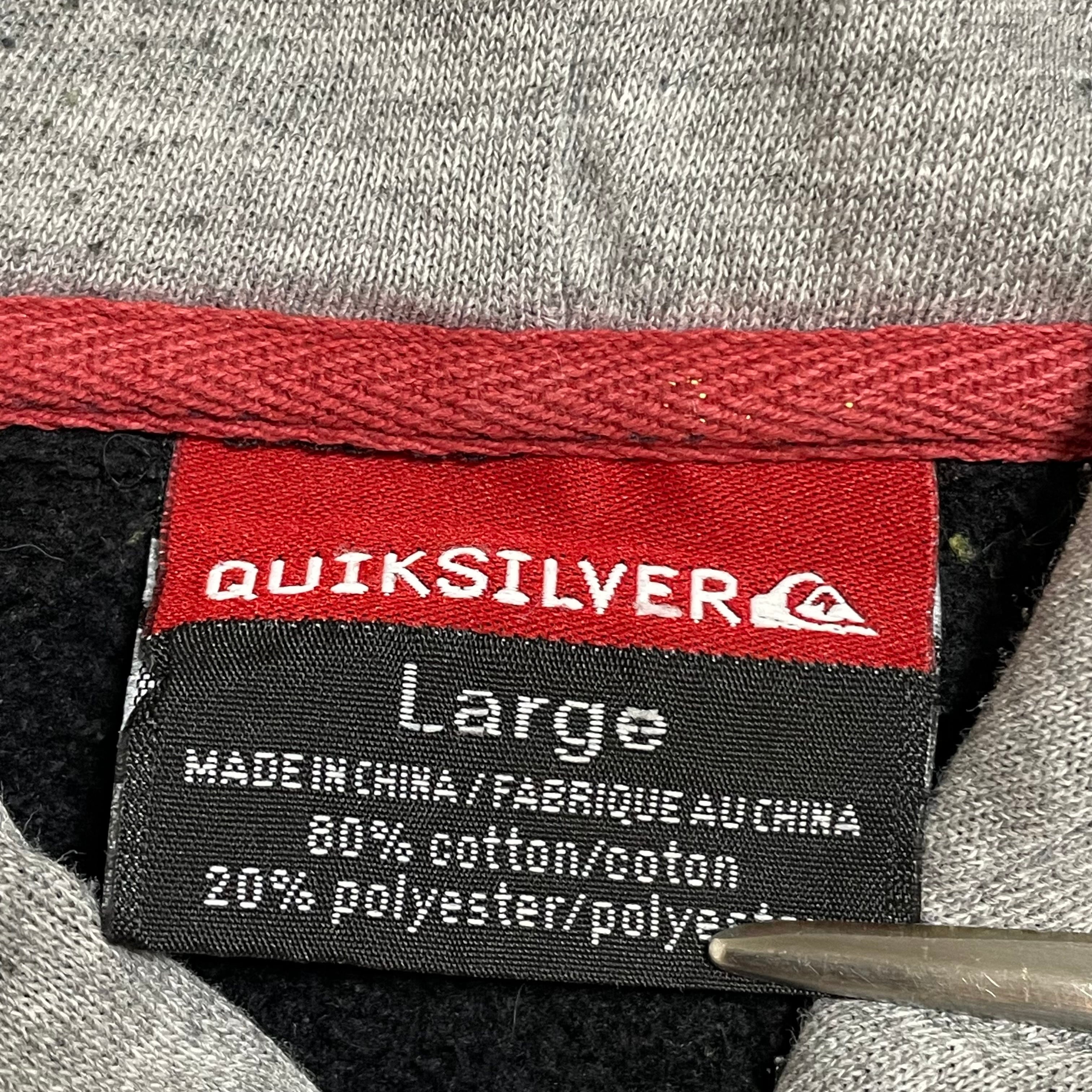 Quiksilver】パーカー プルオーバー 刺繍 ラバー ロゴ フーディー 