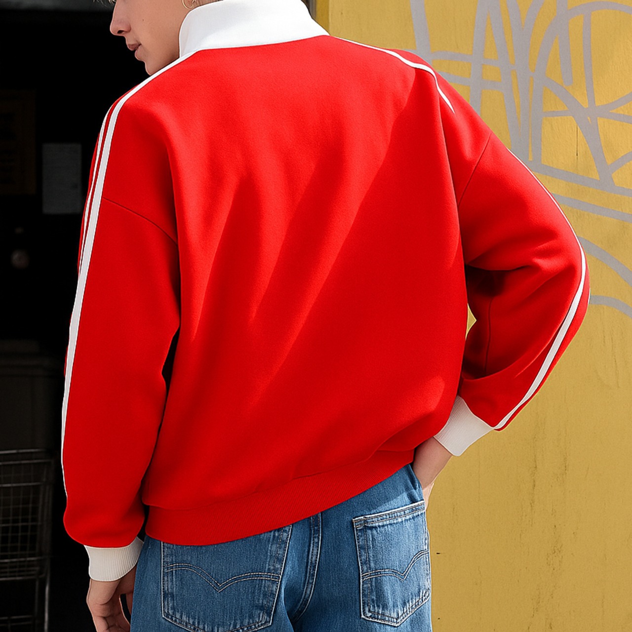 裏起毛ハーフジッププルオーバー