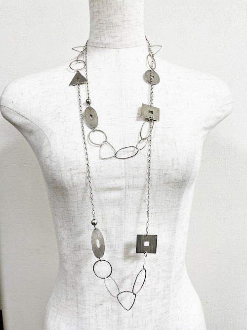 Vintage Sterling Super Long Modernist Necklace