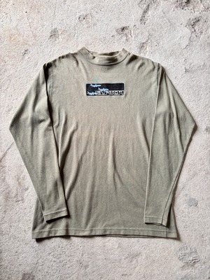 90s BURTON/Graphic Logo print L/S Tee/USA製/S (M相当)/グラフィックロゴプリントロンT/長袖Tシャツ/カ－キ/バ－トン