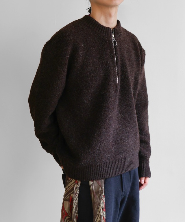 UNUSED / US2568 ZIP PULLOVER KNIT(DARK BROWN)