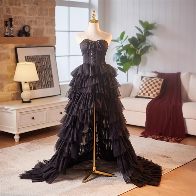 フリルティアードフィッシュテールドレス　D1346