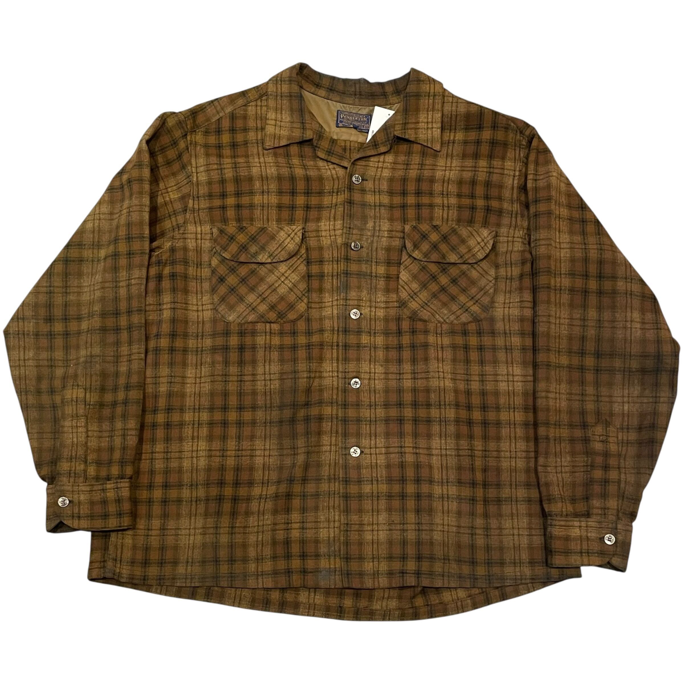 60s PENDLETON "Brown Check wool board shirt