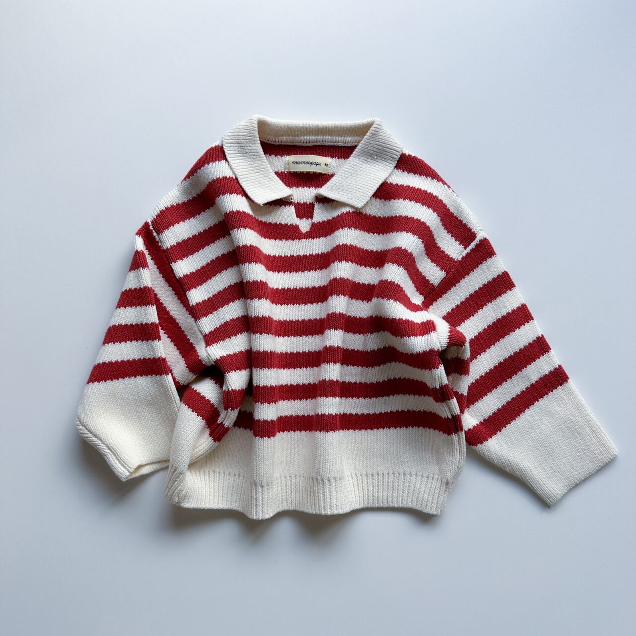 【mamaspapa】Shimashima collar knit