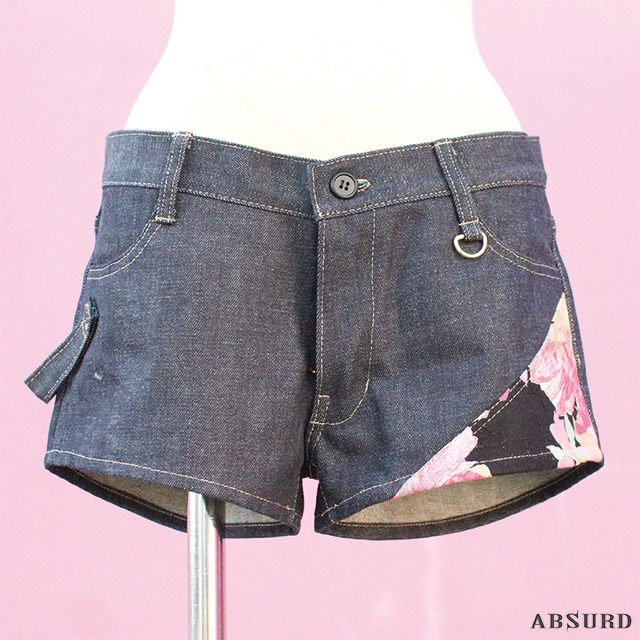 【数量限定!】 ABSURDショートパンツ レディース キッズ 和柄 個性的 切り替え アブサード FLASH BACK(和)