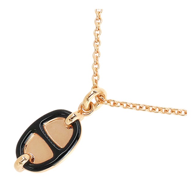 New HERMES エルメス ネックレス ミニマイヨン PM ペンダント ノワール ピンクゴールド 新品