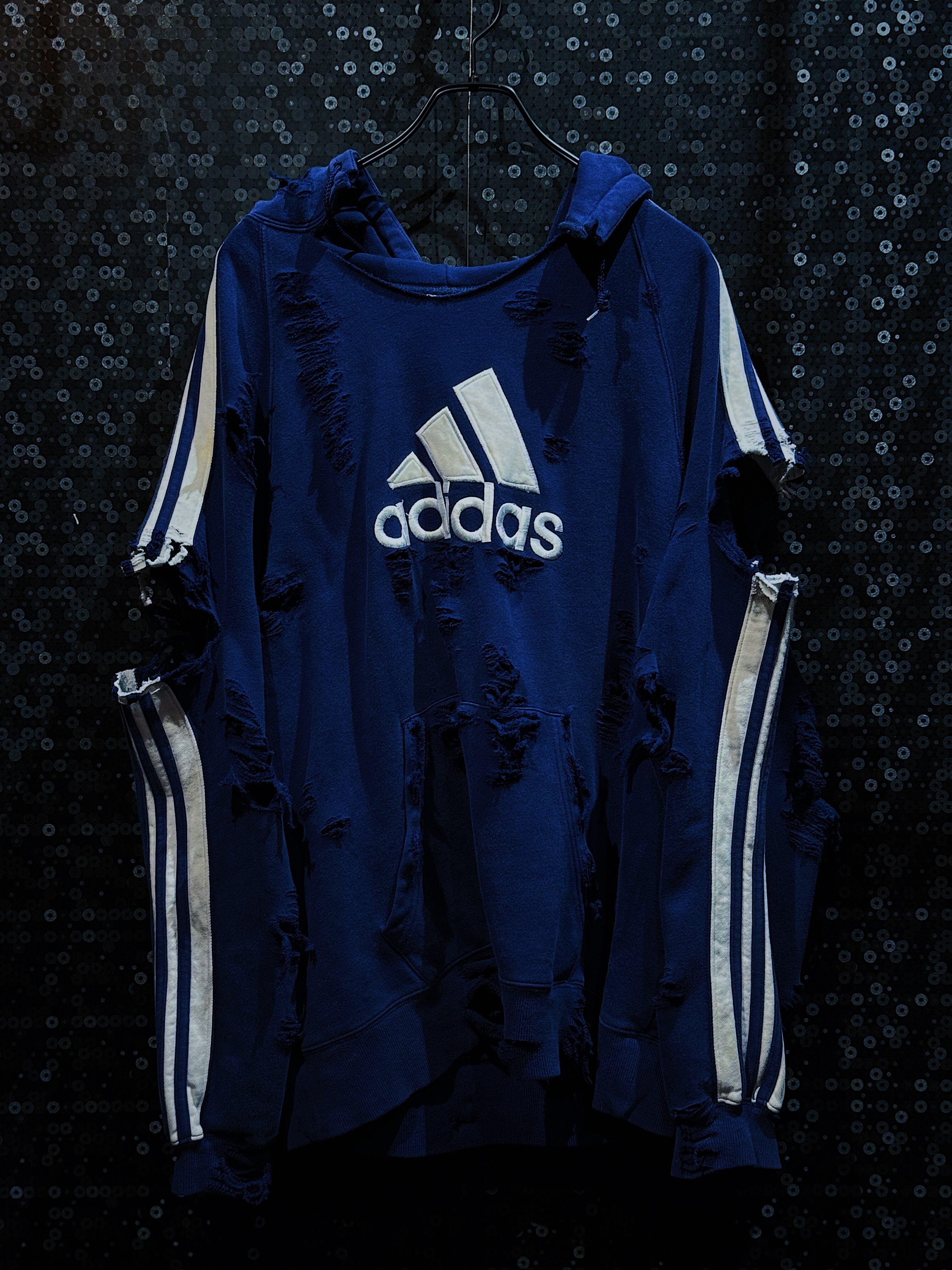 【ÆIEM】original"boro"remake adidas performance logo loyal Blue hoodie