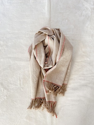 Hand-woven cashmere & lamb scarf / White  手織りカシミヤラムショール