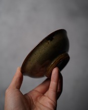 小鉢　鉄絵草花文　明石朴景描