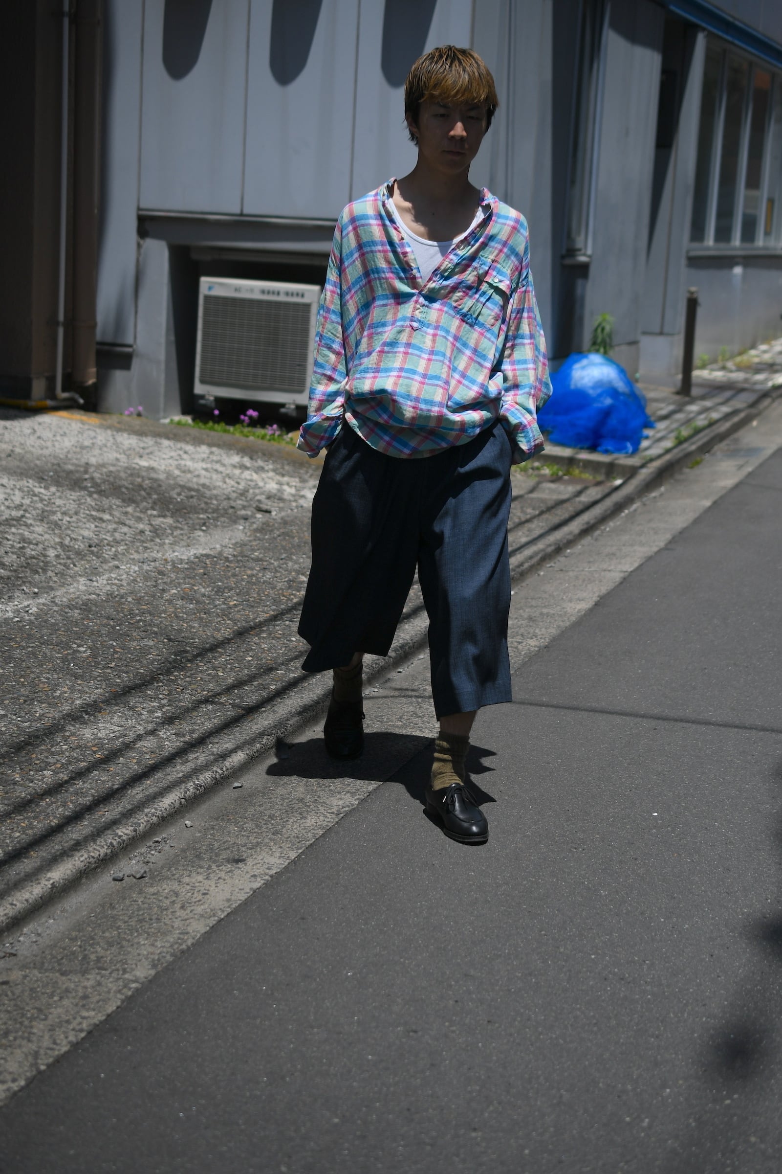 m's braque / CROPPED TUCKED BAGGY PANTS (NAVY) | nariwai